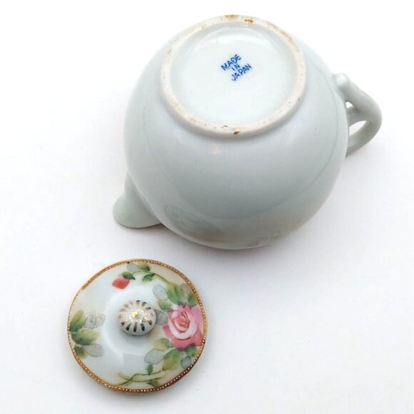 Vintage Handpainted Floral Porcelain Teapot Gold Trim Japan MCM - Picture 7 of 7